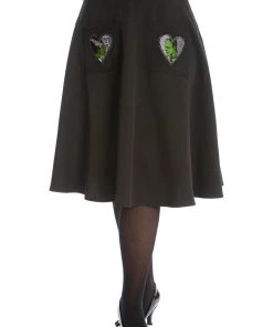 Banned Made For Each Other Frankenstein 50's Swing Skirt In Black New In