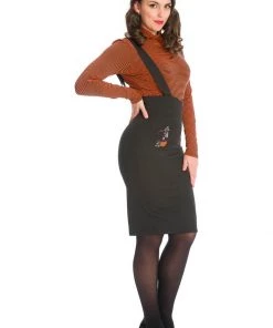 Banned Pumpkin Spice & All Things Nice Tartan 50's Pencil Skirt Black