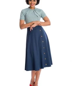 Banned Sweet Scallop 40's Swing Skirt Navy New In