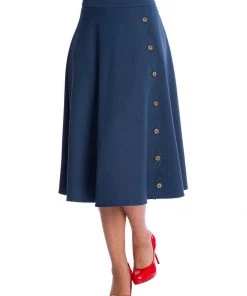 Banned Sweet Scallop 40's Swing Skirt Navy New In