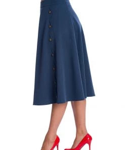 Banned Sweet Scallop 40's Swing Skirt Navy New In