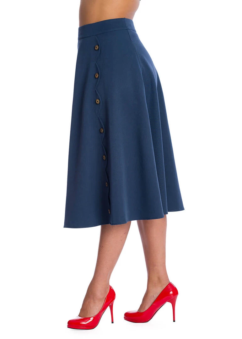 Banned Sweet Scallop 40's Swing Skirt Navy New In