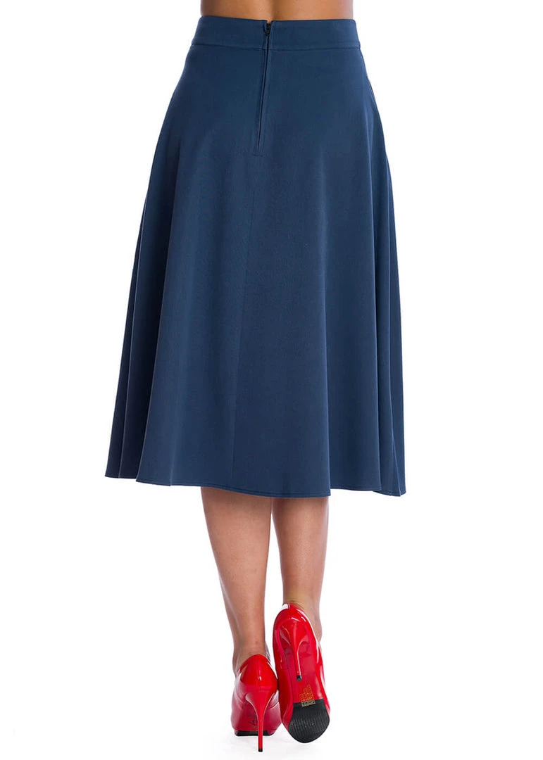 Banned Sweet Scallop 40's Swing Skirt Navy New In