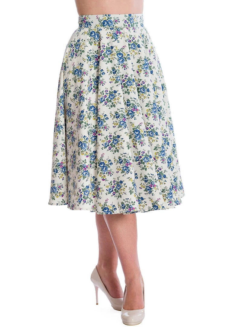 Banned Wild Flower 50's Swing Skirt Green