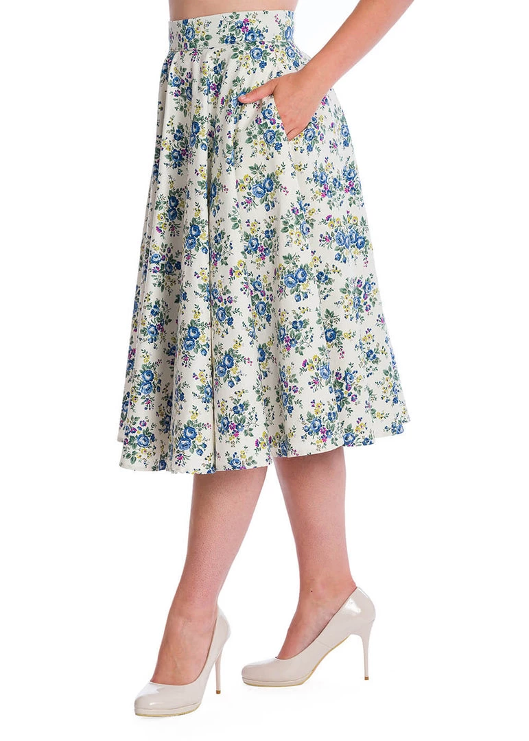 Banned Wild Flower 50's Swing Skirt Green