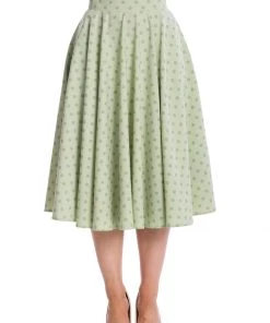 Banned Dot Days Polkadot 50's Swing Skirt Green