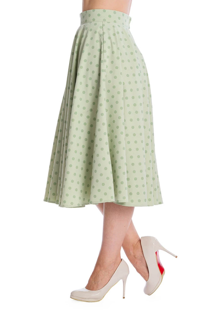 Banned Dot Days Polkadot 50's Swing Skirt Green