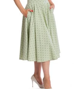 Banned Dot Days Polkadot 50's Swing Skirt Green