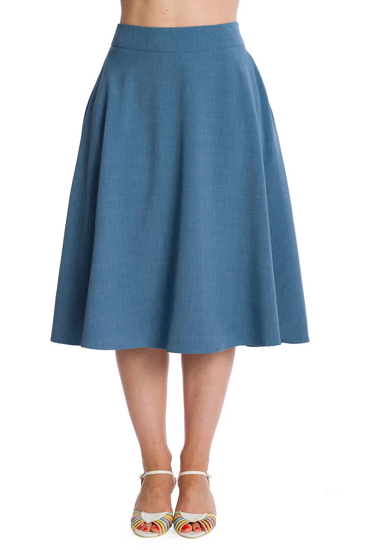 Banned Summer Staple 50's Swing Skirt Blue New In