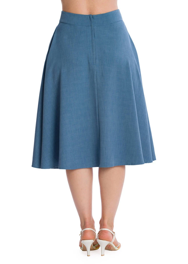 Banned Summer Staple 50's Swing Skirt Blue New In