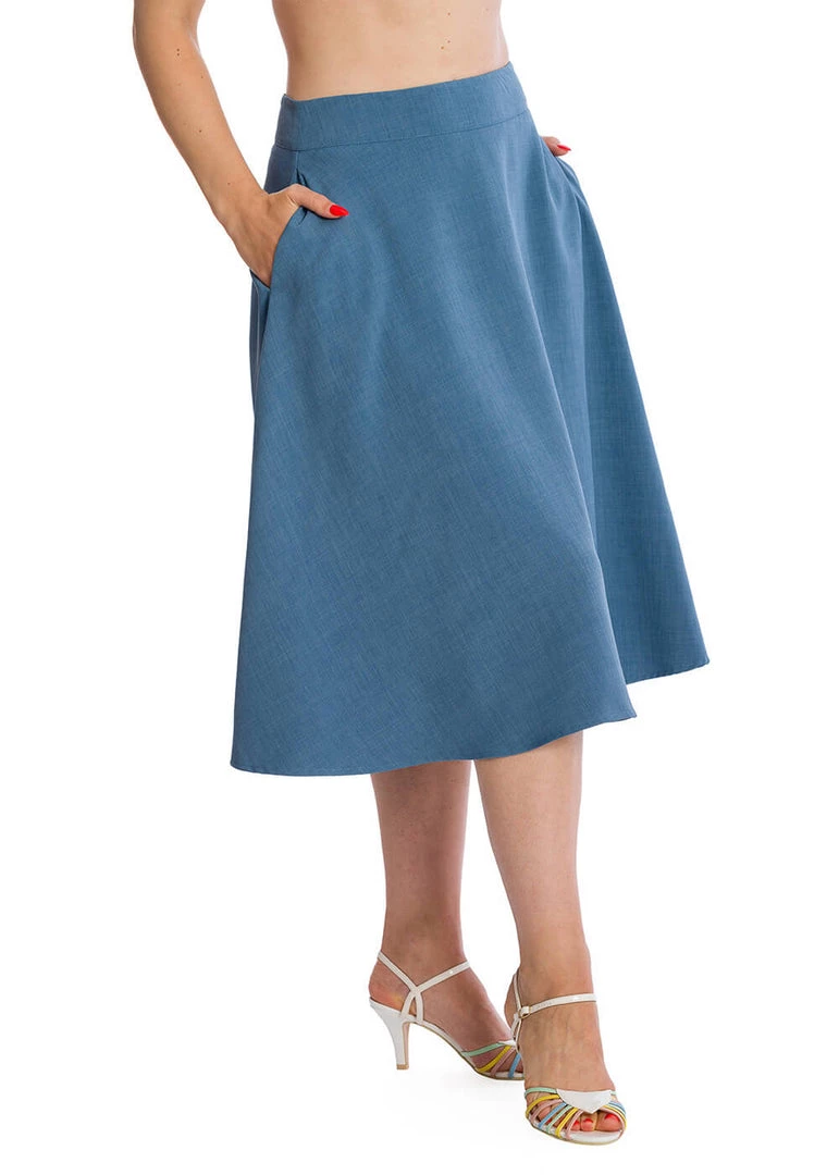 Banned Summer Staple 50's Swing Skirt Blue New In