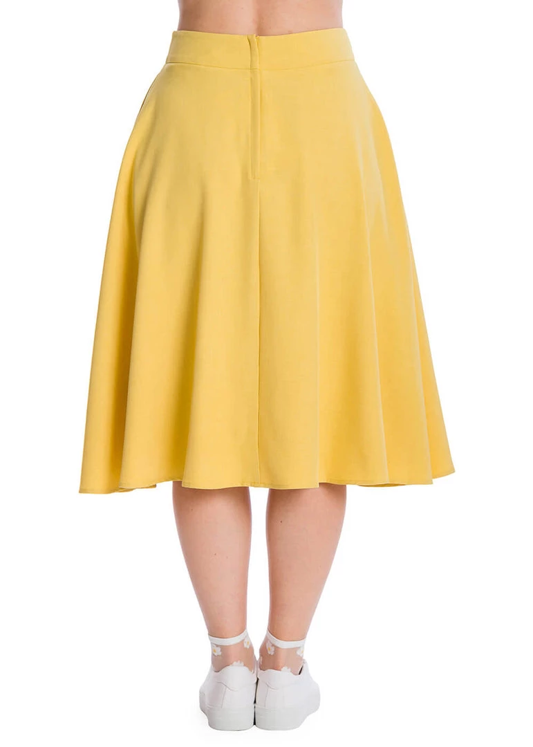 Banned Summer Staple 50's Swing Skirt Mustard New In