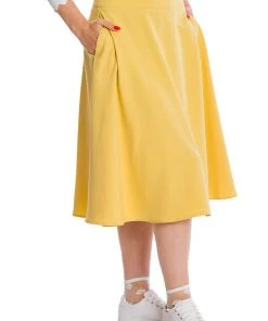 Banned Summer Staple 50's Swing Skirt Mustard New In