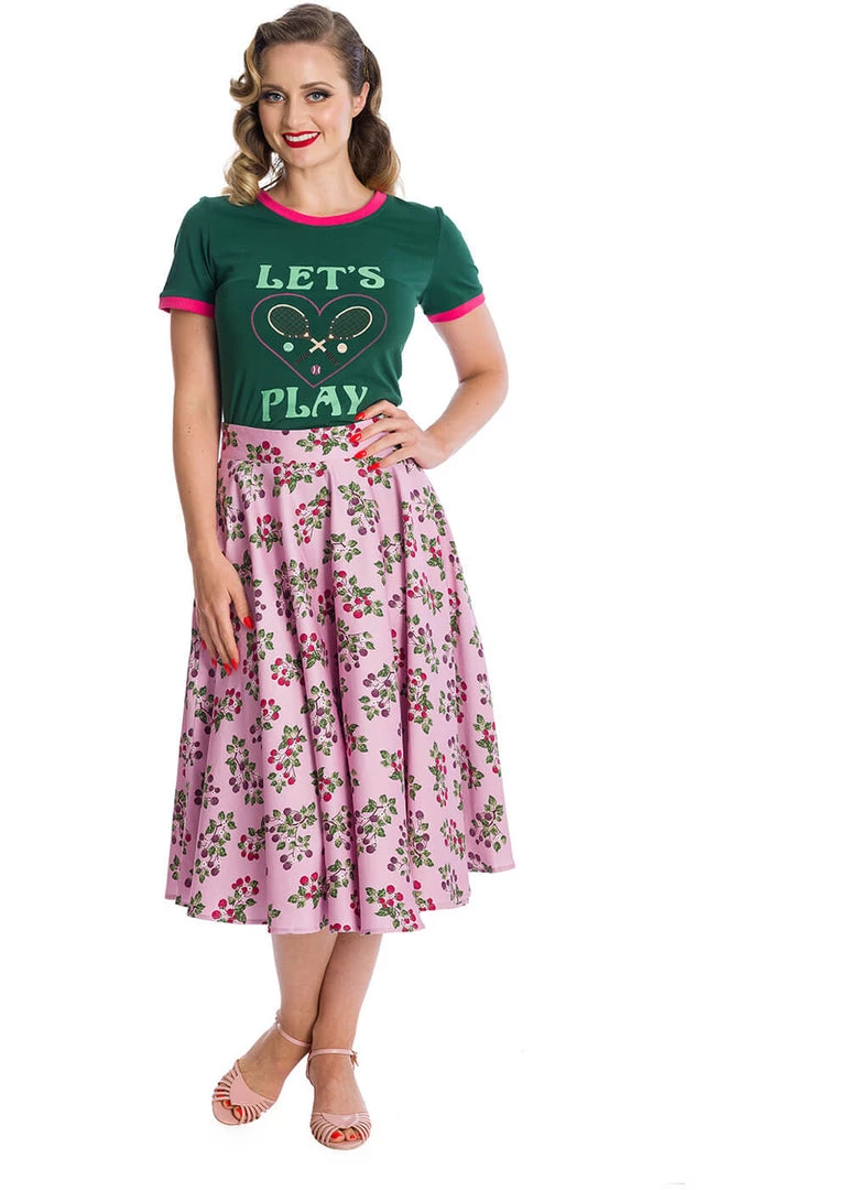 New In Banned Summer Berry 50's Swing Skirt Lilac Purple