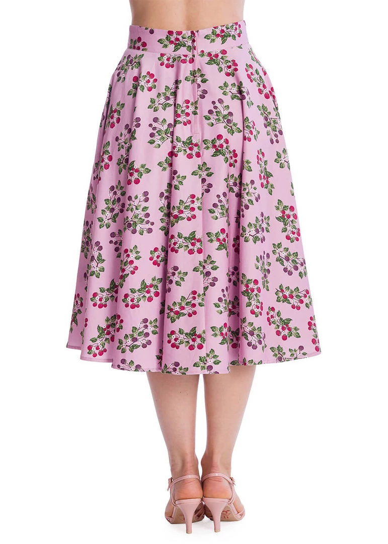 New In Banned Summer Berry 50's Swing Skirt Lilac Purple