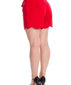 Banned Ahoy Scallop 50's Shorts Red New In