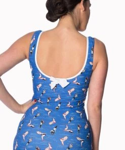 New In Banned Dive In 60's Bathingsuit Blue