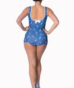 New In Banned Dive In 60's Bathingsuit Blue