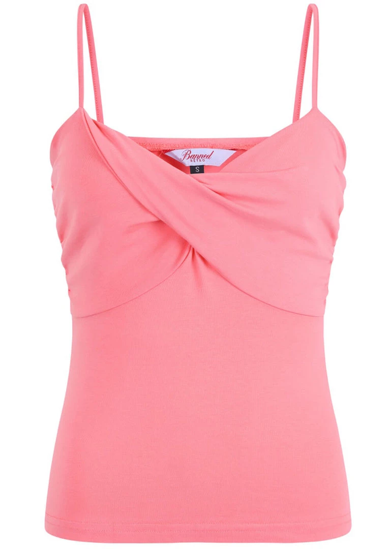 New In Banned Wrap Front 50's Top Coral