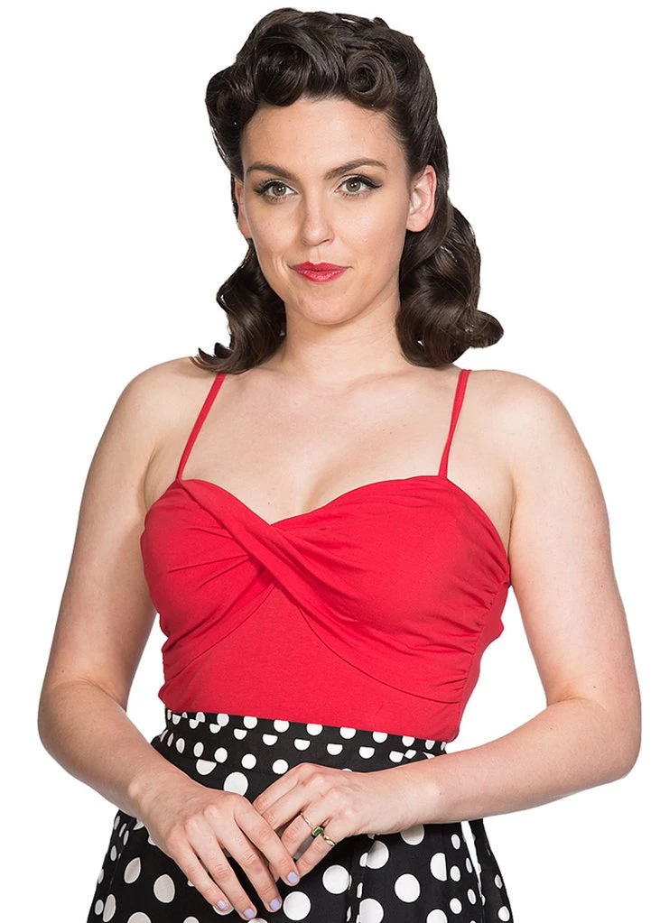 New In Banned Wrap Front 50's Top Red