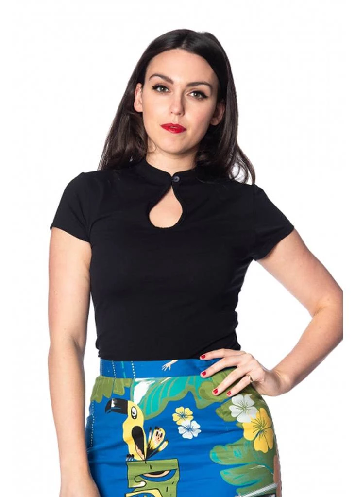 Banned Mandarin Collar 40's Top Black New In