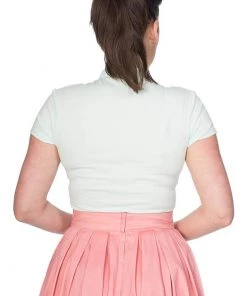 New In Banned Mandarin Collar 40's Top Mint Colour