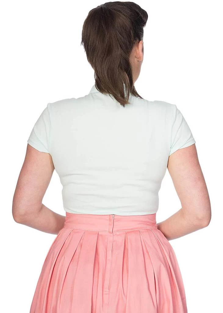 New In Banned Mandarin Collar 40's Top Mint Colour