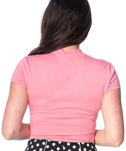 Banned Mandarin Collar 40's Top Pink