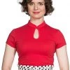 New In Banned Mandarin Collar 40's Top Red