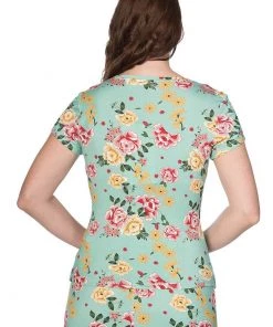 New In Banned Oriental Bloom 50's T-shirt Mint Green