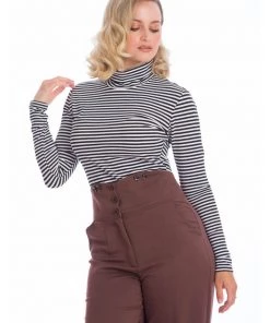 Banned Winter Stripe 60's Top Black New In