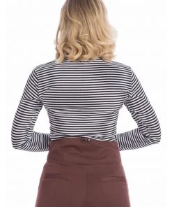 Banned Winter Stripe 60's Top Black New In