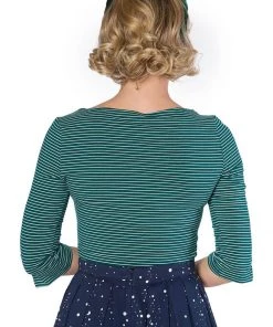 New In Banned Simply Stripe 60's Top Green