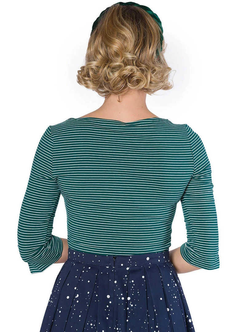 New In Banned Simply Stripe 60's Top Green