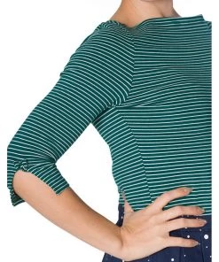 New In Banned Simply Stripe 60's Top Green