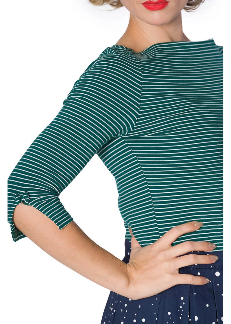 New In Banned Simply Stripe 60's Top Green