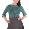New In Banned Simply Stripe 60's Top Green