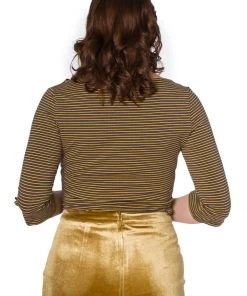 New In Banned Simply Stripe 60's Top Tan