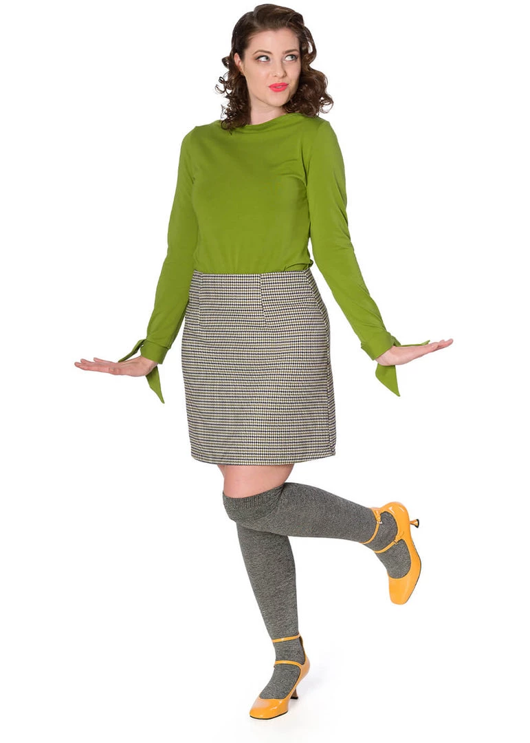 New In Banned Bow 60's Top Khaki Green