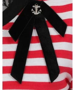 New In Banned Candy Stripe Sailor 40's Top Red