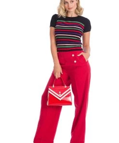 New In Banned Memory Lane Stripe 60's Top Black