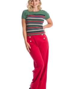 Banned Memory Lane Stripe 60's Top Green New In