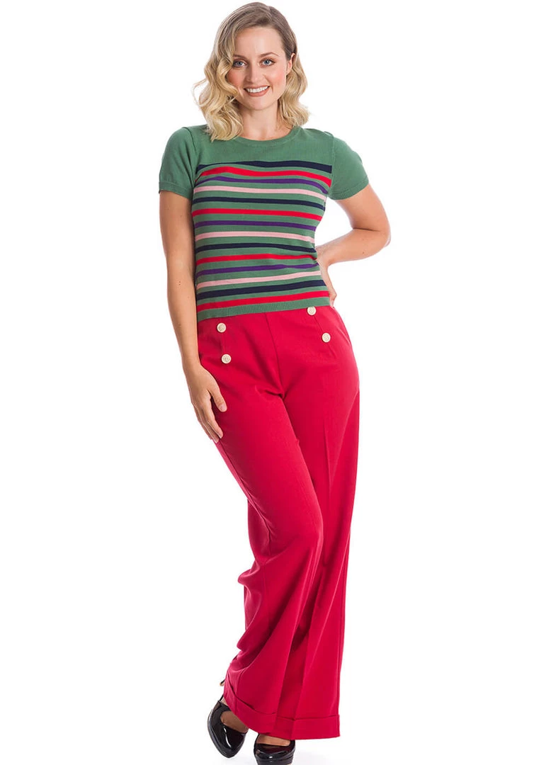 Banned Memory Lane Stripe 60's Top Green New In