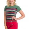 Banned Memory Lane Stripe 60's Top Green New In