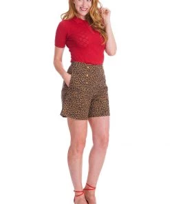 New In Banned Smart Love Hearts Polo Top Red