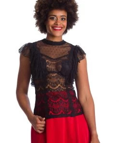 Banned Romance Lace 40's Top Black