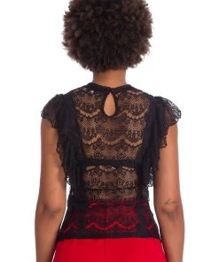 Banned Romance Lace 40's Top Black