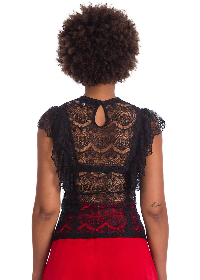 Banned Romance Lace 40's Top Black