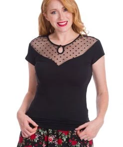Banned Smoulder Polkadot 50's Top Black