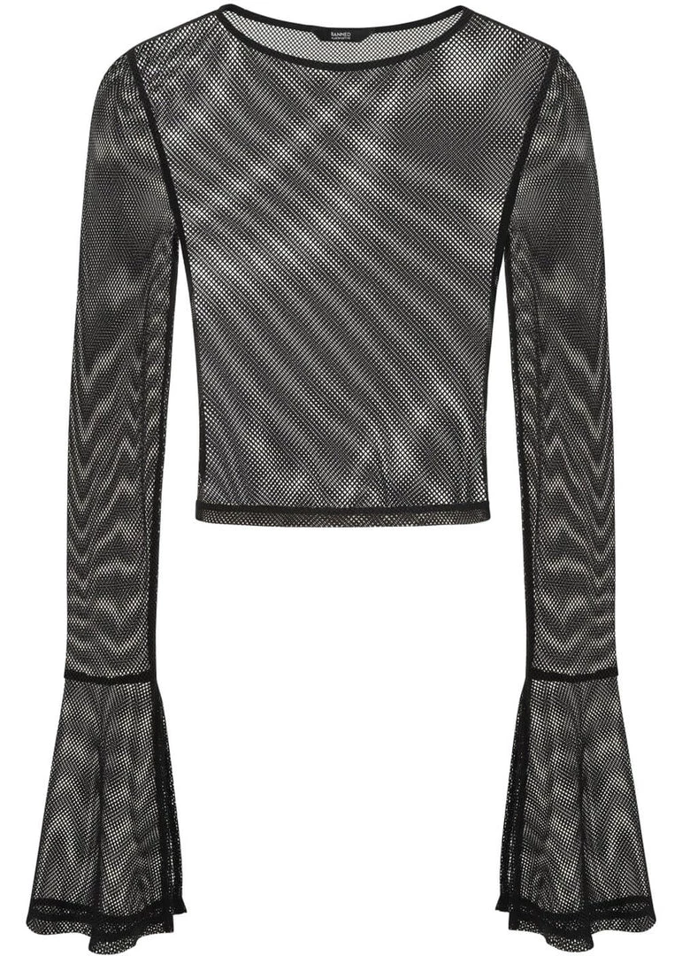 New In Banned Morwenna Bat Mesh 80's Top Black